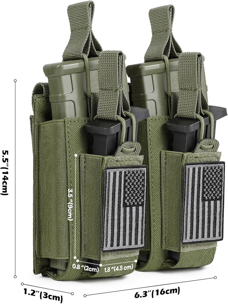 FRTKK حقيبة مجلات مولي مفتوحة من الأعلى مفردة/مزدوجة/ثلاثية لـ 5.56 مم M4 M16 AK AR Glock M1911 9 مم مع شارة علم الولايات المتحدة - Image 2